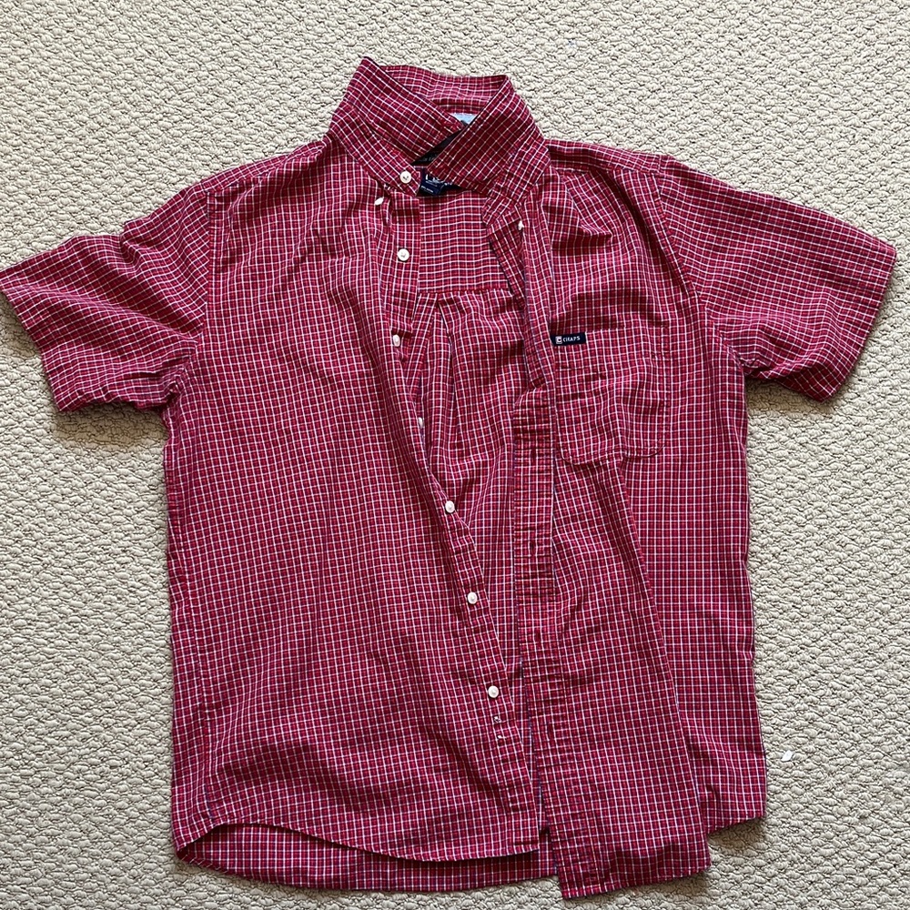 Chaps Red Plaid Casual Button Down Shirt